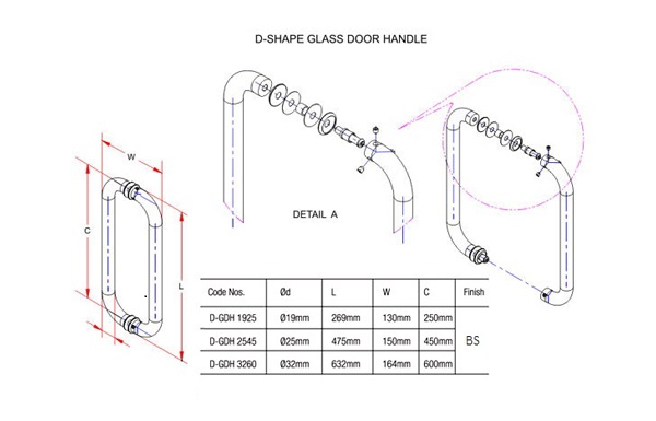 Ebco Glass Door Handles